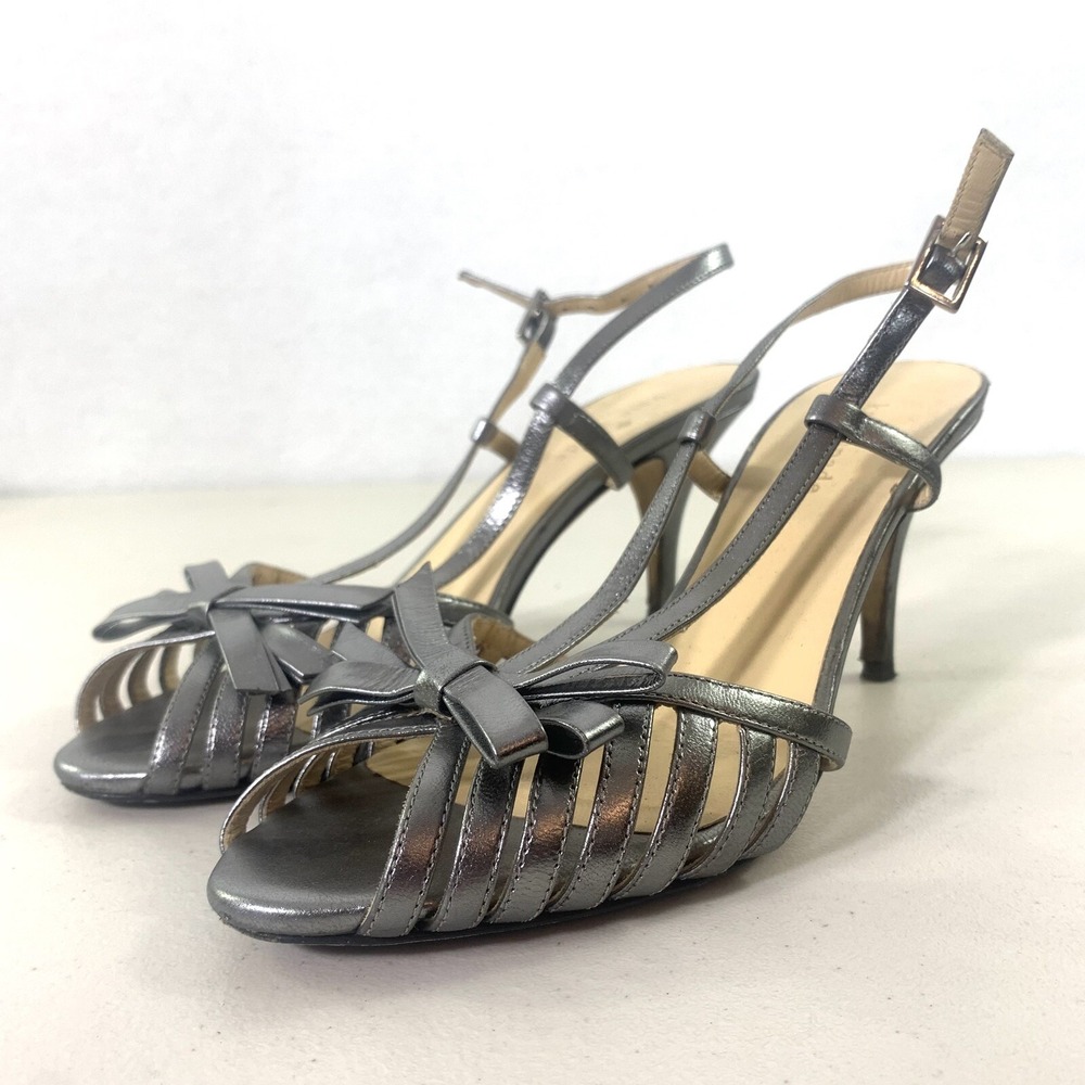 kate spade new york Heels Womens 7B Silver Good Slingback Stiletto Italy - Picture 6 of 12